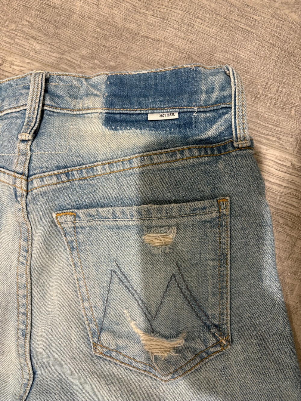 MOTHER Light Blue Straight Distressed Jeans - Picture 4 of 6